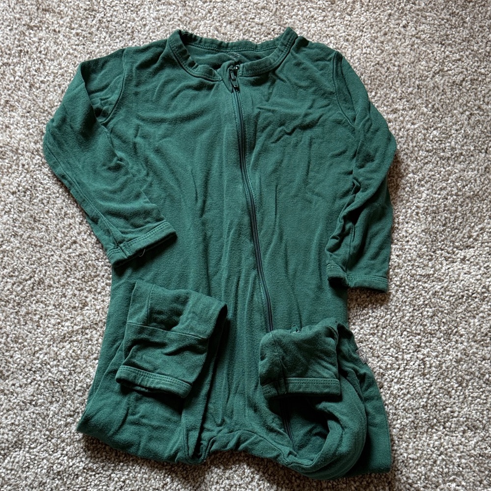Green Zip-Up Baby Onesie